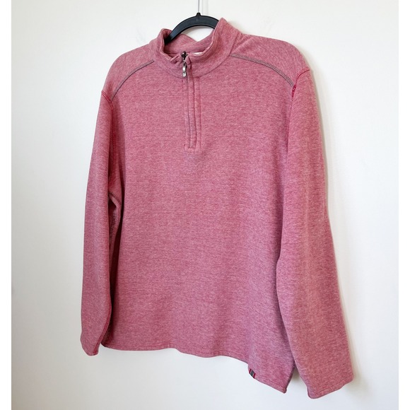 The Black Dog Martha's Vineyard Striped 1/4 Zip Pullover Mens Large Red White - Picture 2 of 11